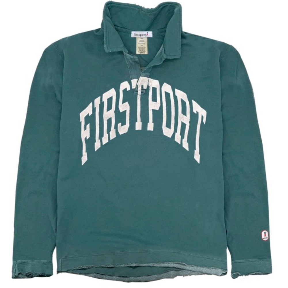 Firstport Arch Polo Collar Sweatshirt in Pine Green